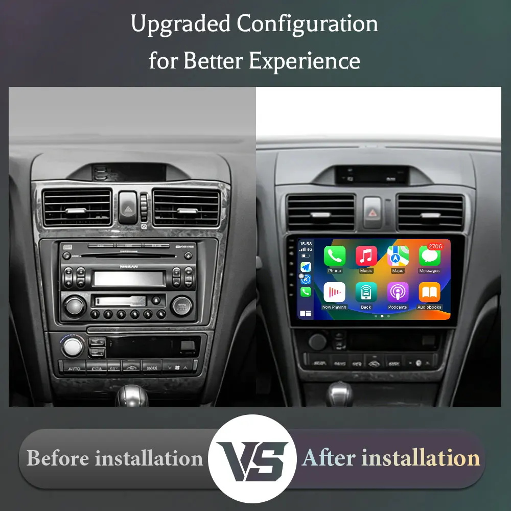 For Nissan Cefiro A33 1998‑2003 9 Inch Intelligent Android Car Multimedia Player GPS Navi Wireless CarPlay Android Auto WiFi DSP