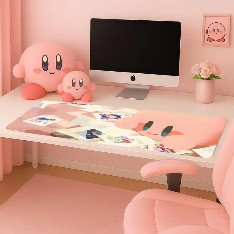 قابس طاقة Poyo: قم بشحن يومك باستخدام لوحة ماوس Kirby المعدية، 8 مقاسات، أضواء RGB، حصيرة مكتب XXL، لوحة ماوس لطيفة، حصيرة لطيفة، #2