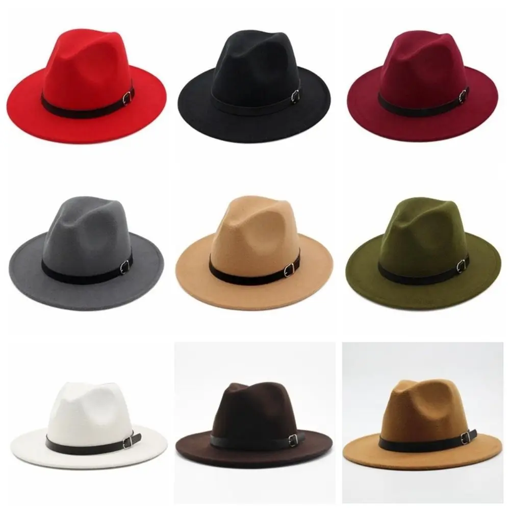 

Classic Wide Brim British Fedora Hat Formal Occasion Solid Color Winter Felt Hats Gentleman Jazz Hats Woolen Hats Men Women
