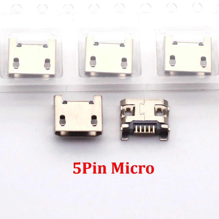 5-100pcs Micro USB connector 5pin seat Jack Micro DIP4 Legs Four legs Inserting plate seat mini usb connector For Mobile phone