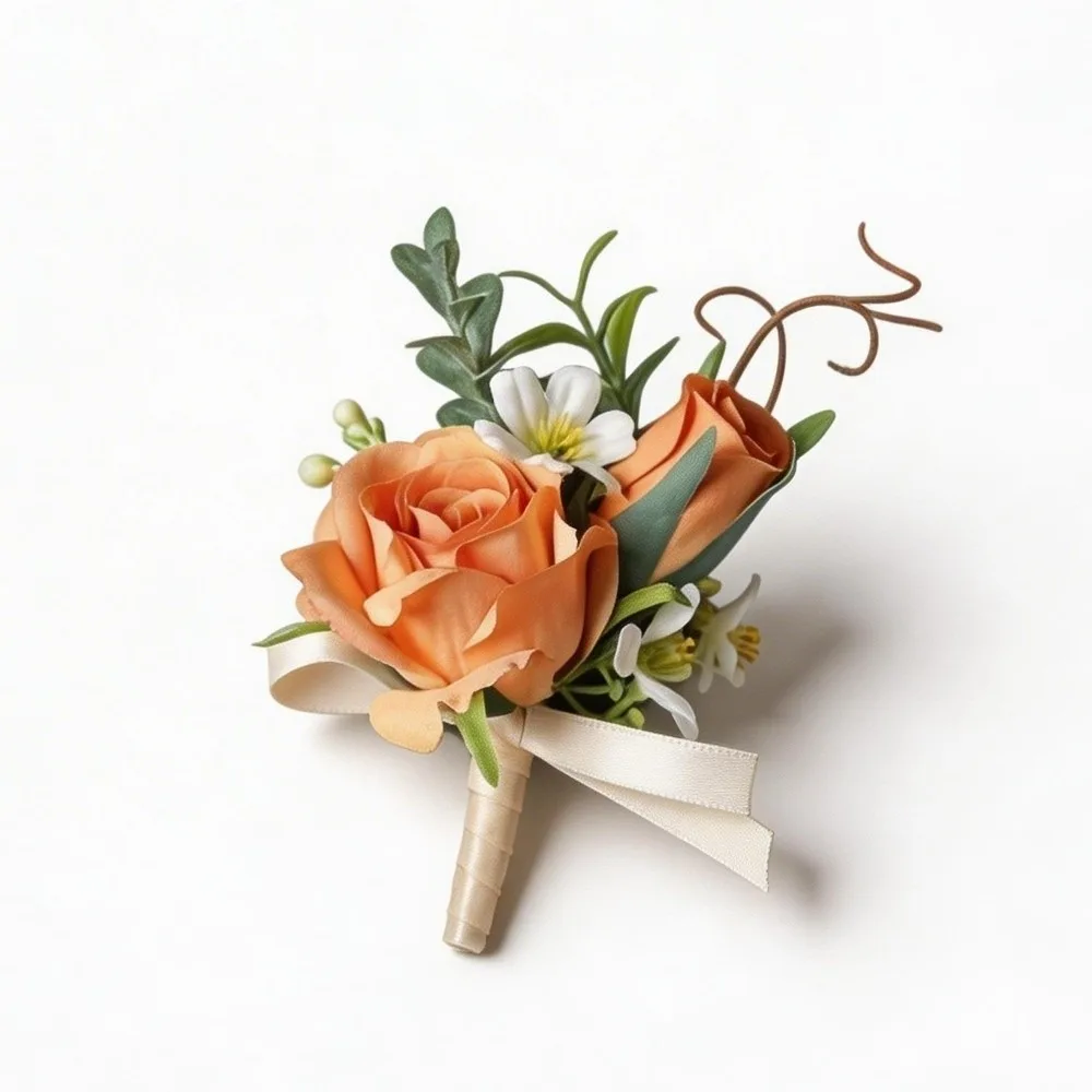 Silk Flowers Artificial Boutonnieres Flowers Elegant Classic Wedding Wrist Corsage European style Luxury Groom's Chest Flower