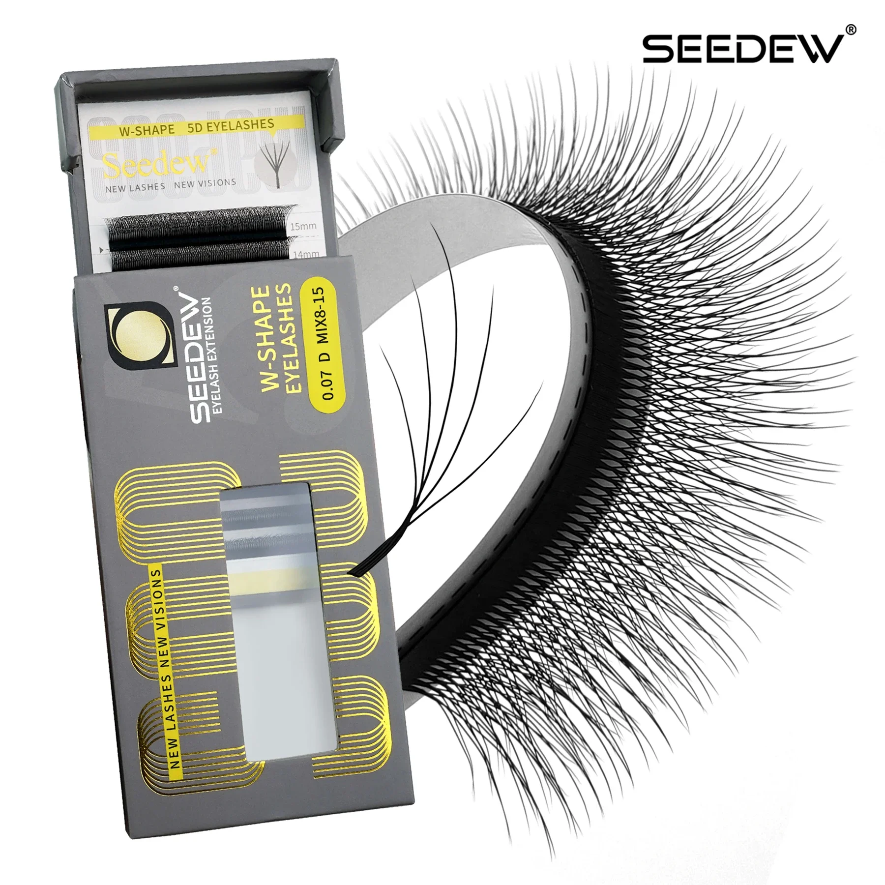 SEEDEW 0.07mm Natural Wispy W-shaped 5D Eyelashes Extension Premium Materials False Lashes New Upgrade 5D Lashes