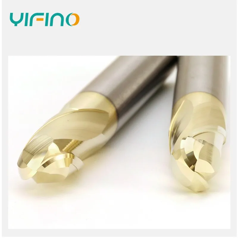 YIFINO HRC68 2-Flute Ball End Mill Tungsten Steel Carbide Titanium Alloy Milling Cutter For CNC Machining Center Endmils Tools