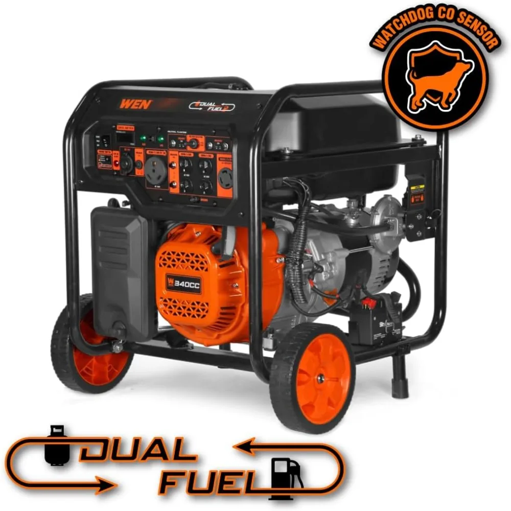 8000W Dual Fuel Portable Generator 120V/240V Electric Start 340cc RV Ready with CO Watchdog