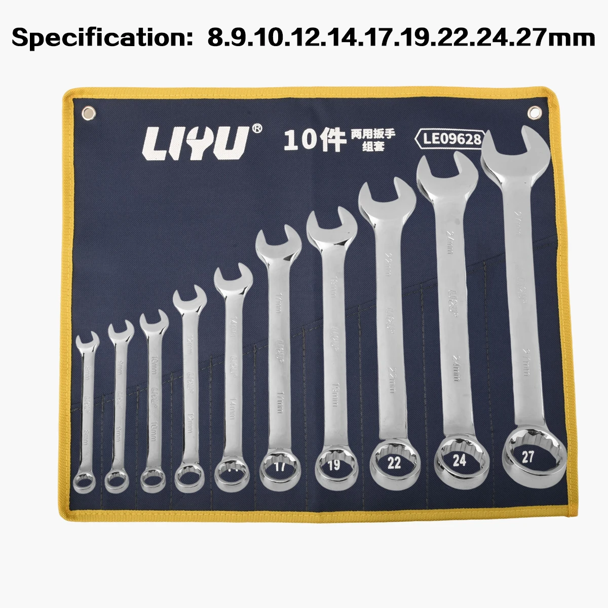 

Professional 8-27mm Metric Combination Spanner Set, Chrome Plated Heavy Duty Wrench Kit for Auto Repair Mechanical Maintenance