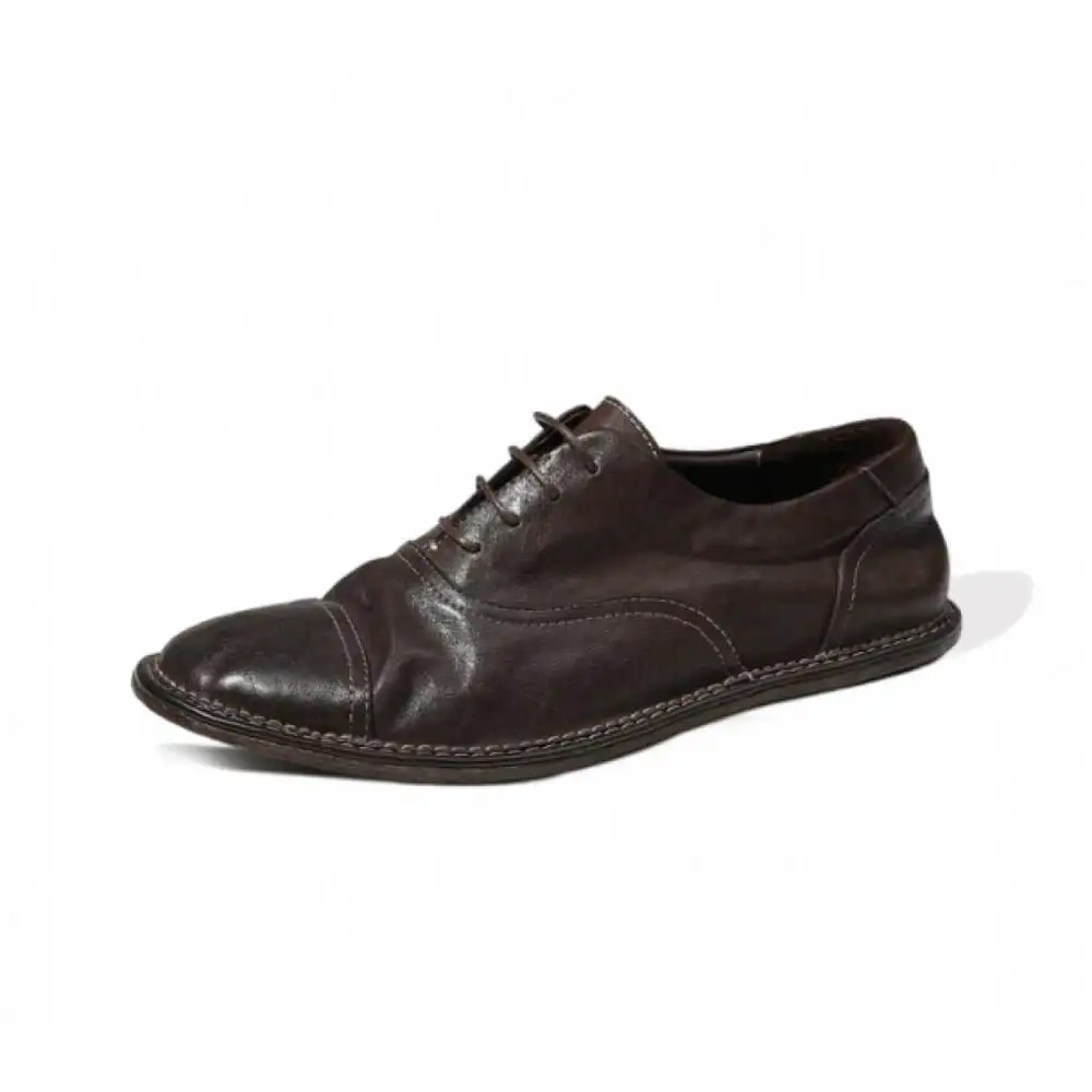 Handcrafted Black Crinkled Leather Oxfords – Superior Craftsmanship, Edgy Minimalist Appeal