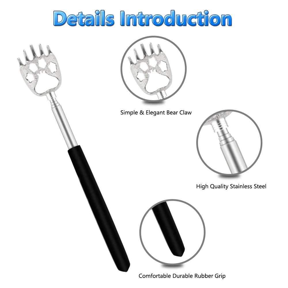 Telescoping Back Scratcher with 3Pcs Detachable Scratching Heads,Bear Claw Back Scratcher Extendable Backcratchers for Men/Women image 5