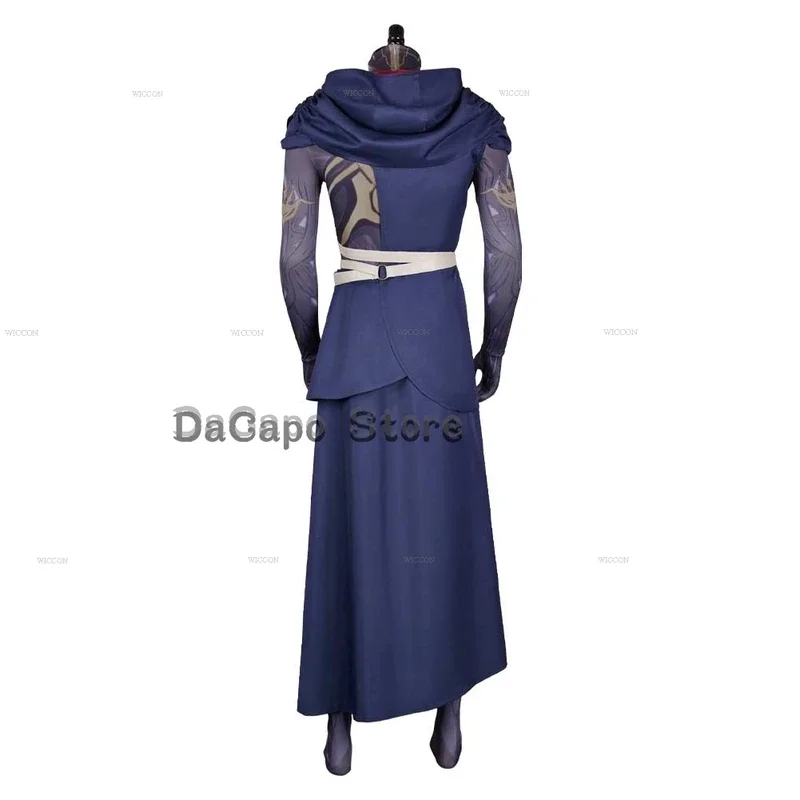 QQ8 TV Arcane S2 Viktor 코스프레 의상 후드 로브 네이비 슈트 가발 Hextech 복장 Mens 할로윈 카니발 파티 변장 Clo5Lk₩