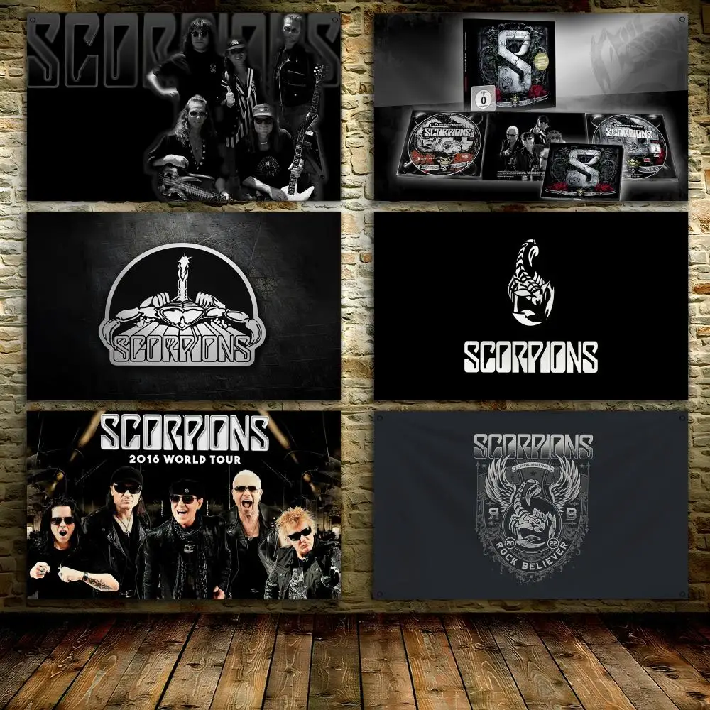 S-Scorpions Heavy-Rock-Band-Flaggen, individuelles Wandbehang-Kunstbanner für Schlafzimmer, Zuhause, Wohnzimmer, Außendekoration