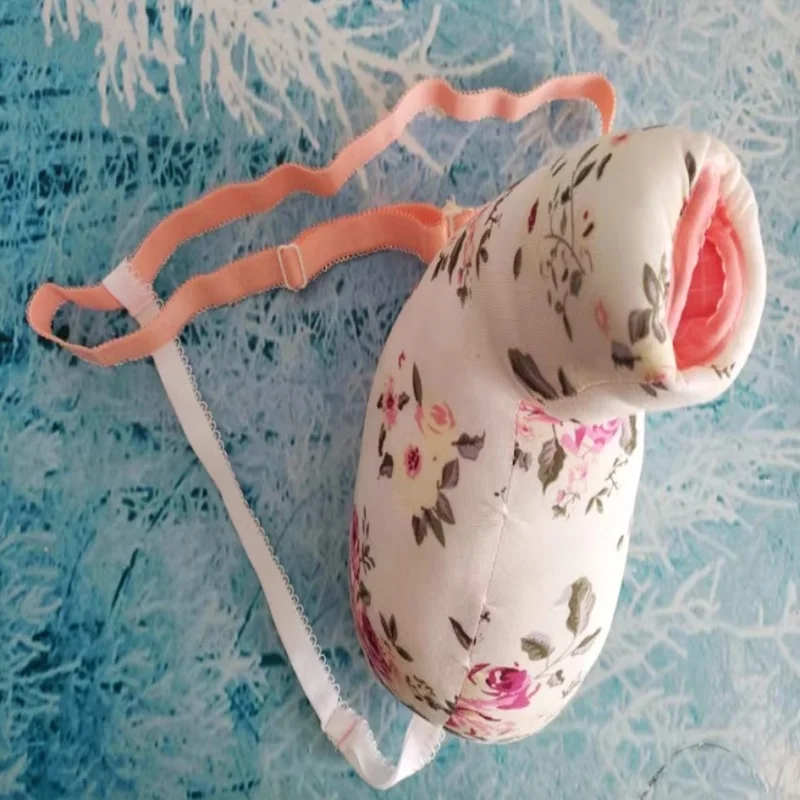 Handmade Man's Sexy Floral Thong Open Sheath Pouch G-string Briefs Filled Cotton Puffy T-back Erotic Underwear Private Party