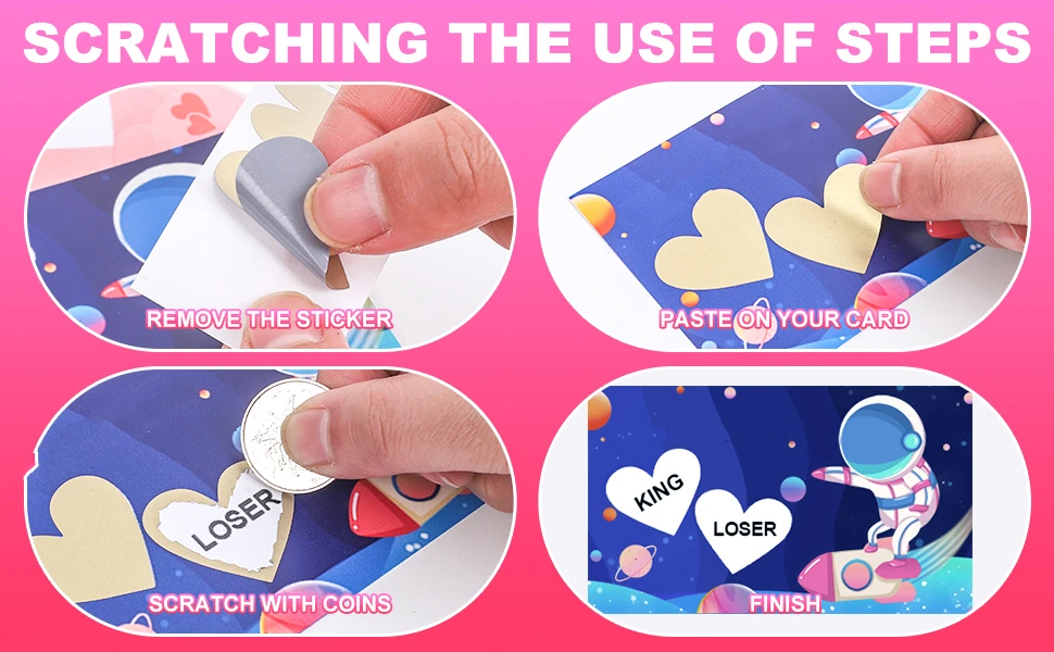 200pcs Scratch Off Stickers 30mmx35mm Love Heart Shape  red  Color Blank For Secret Code Cover Home Game Wedding Message