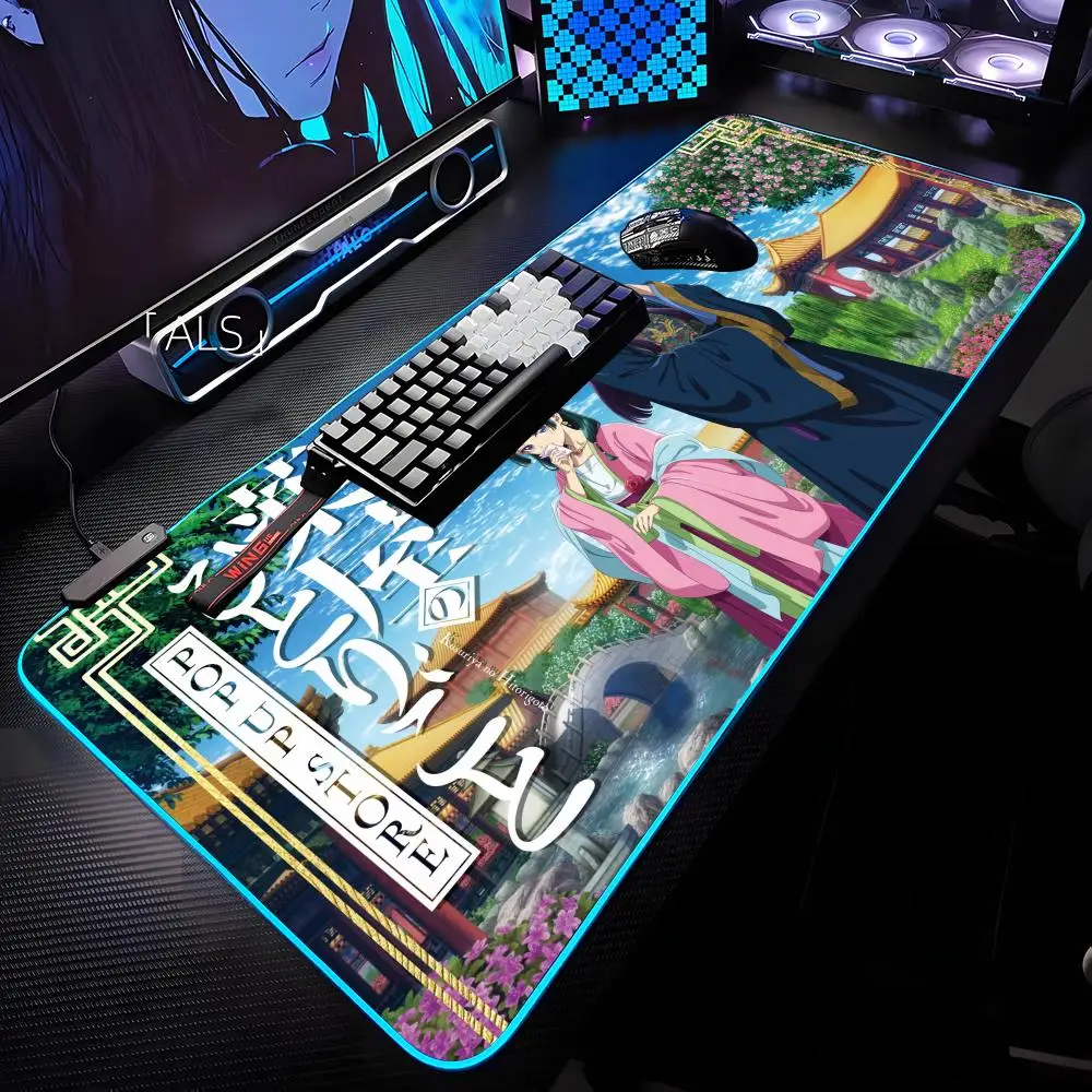 

Коврик для мыши Apothecary Diaries с RGB-подсветкой, коврик для мыши для ноутбука, коврик для игрового компьютера, аксессуары для геймеров