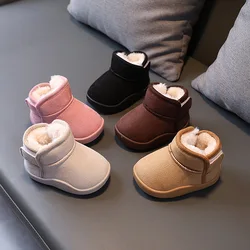 2024 New Children Shoes Simple Plush Warm Cotton Shoes Daily Antiskid Thick Soft Sole Girl Casual Snow Boots Boy Winter Sneakers