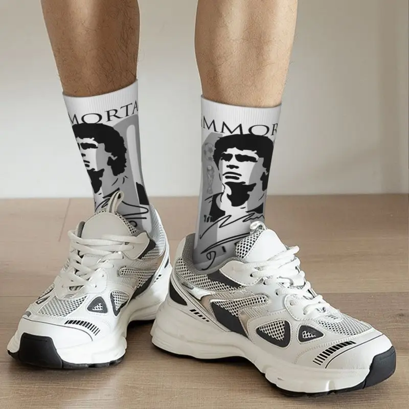 Argentina Soccer Legend Soccer D10s Diego Maradona Men Women Crew Socks Unisex Cute 3D Print Dress Socks