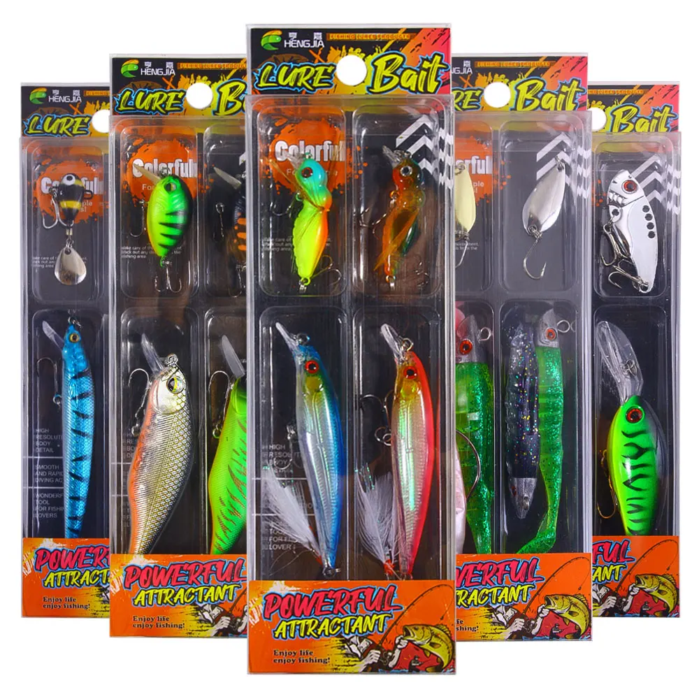 4-teiliges Angelköder-Set Wobbler für Bass, Hecht, Meeresfischen, Köder-Kit, Weitwurf-Minnow, Crankbait, Karpfen-Angelzubehör