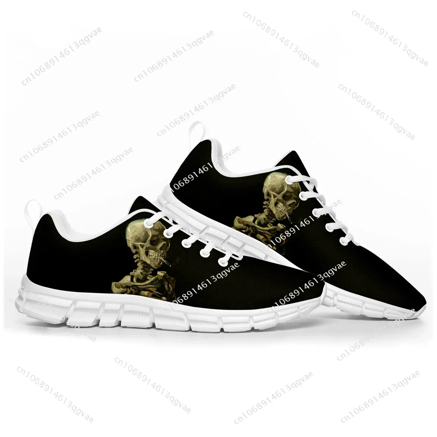 Van Gogh Oil Painting Smoking Skeleton Sports Shoes Mens Womens  Sneakers Custom High Quality Couple Shoes
