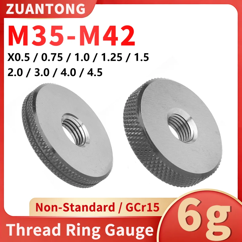 Juego de 1 calibre de anillo (1*GO+1*NOGO) de 6g de precisión para rosca fina métrica M35-M42, herramienta de medición M36M37M38M39M40M41X0.5/0.75/1/1.25/1.5/2/3/4/4.5