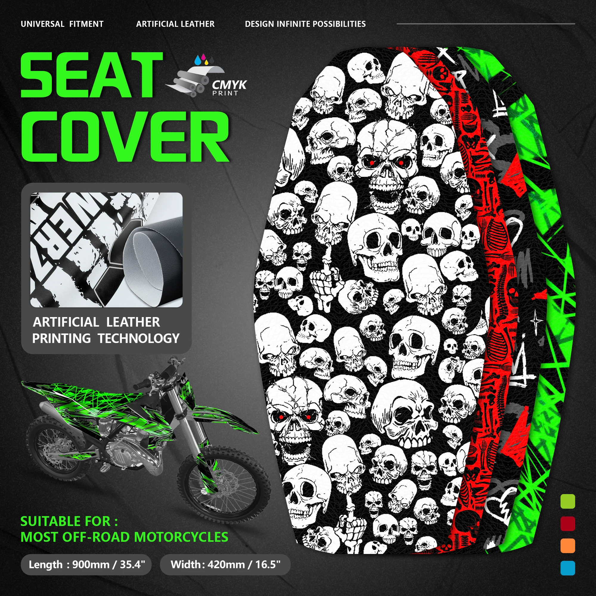 Powerzone Motorcycle Pro Ribbed Gripper Soft Seat Cover For SXF EXC KXF CRF YZF WR TC TE Dirt Bike Off Road 03