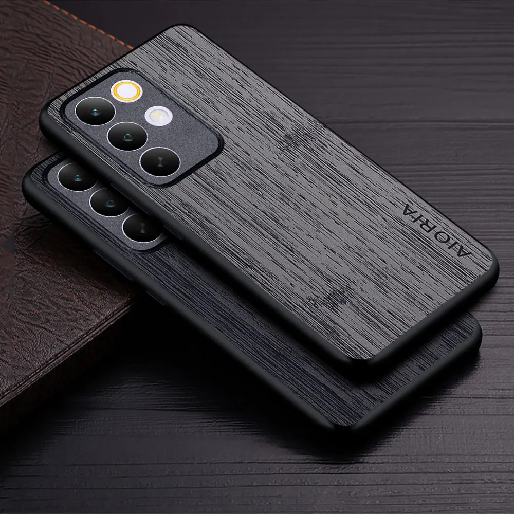 Hülle für Realme C85 C71 C75 C63 C65 5G 4G Bambus-Holzmuster Leder-Handyhülle Luxus-Schutzhülle für Realme C85 5G Case Capa