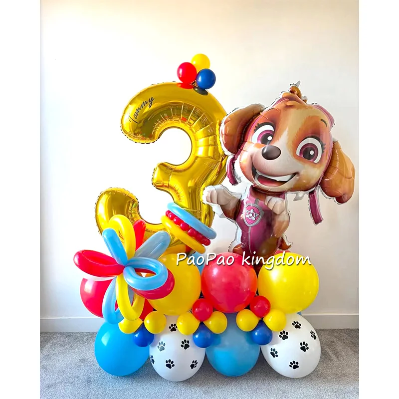 Set de Guirnalda de Globos de Cumpleaños de Paw Patrol, Kit de Globos de Látex con Personajes de Dibujos Animados, Decoraciones para Fiestas Infantiles