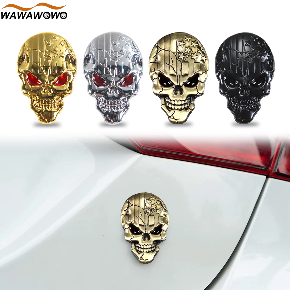 

3D Skull Metal Sticker Logo Badge Emblem Car Truck Motorcycle Automobile Fashion Decal Accessories