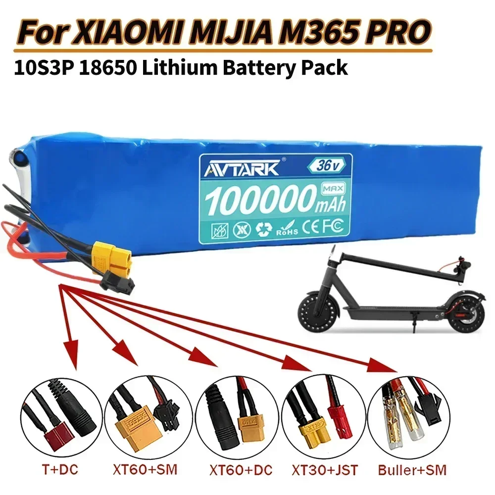 

10S3P 18650 36V 10Ah 750W High-Power BMS Rechargeable Lithium Battery, Suitable For Electric Bicycles And Scooters +42V Charger