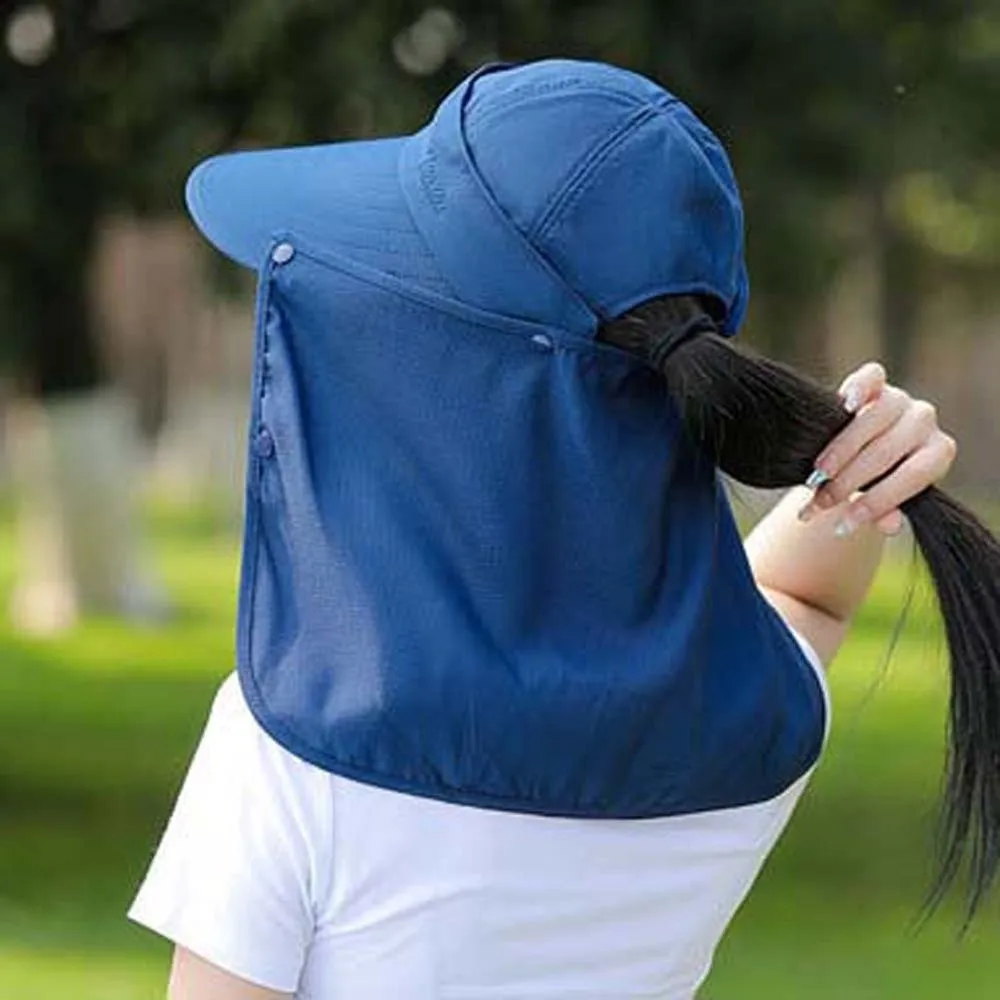

Portable Anti-UV Shawl Mask Hat Wide-Brimmed Adjustable Sunshade Shawl Cap Cotton Face Covering Neck Protection Cap Summer
