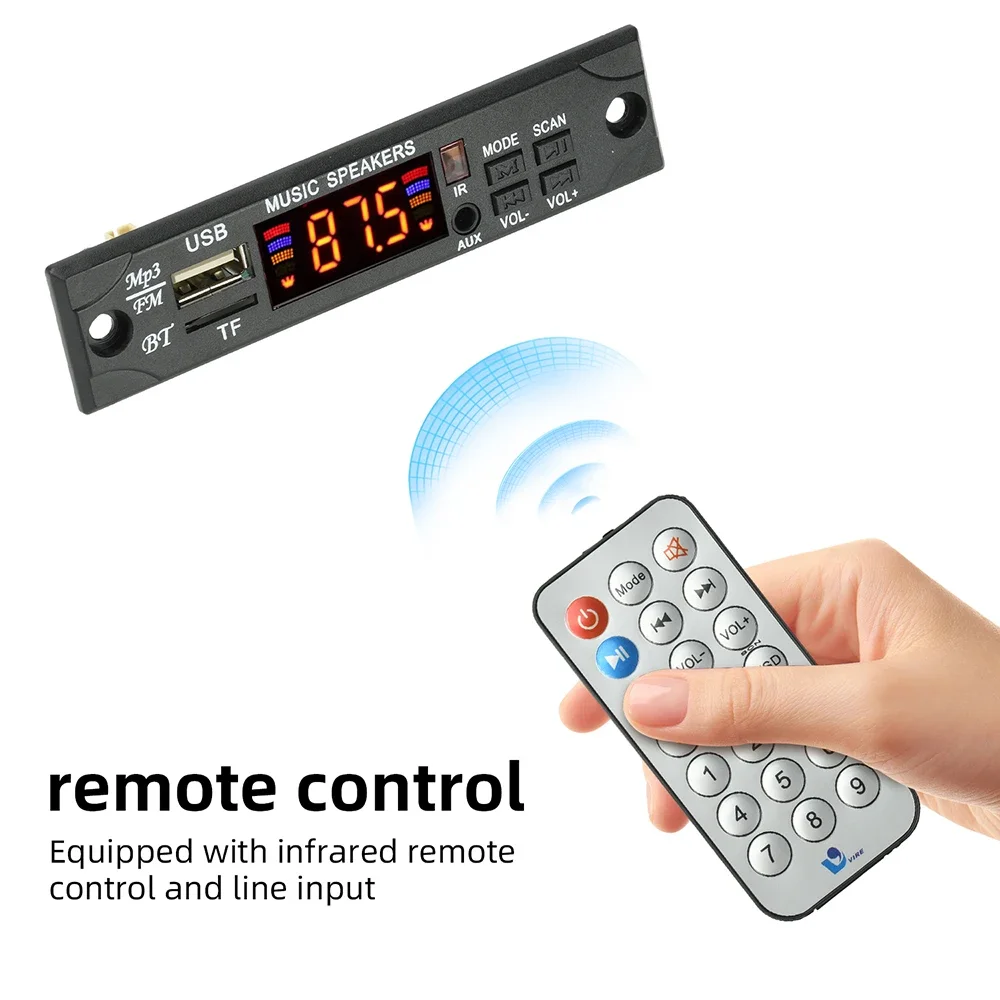 Bluetooth MP3-Audio-Decoder-Board 12V DC mit LED-Display, Fernbedienung, verlustfreier Multi-Format-Unterstützung für Auto-Audio – Detail 6
