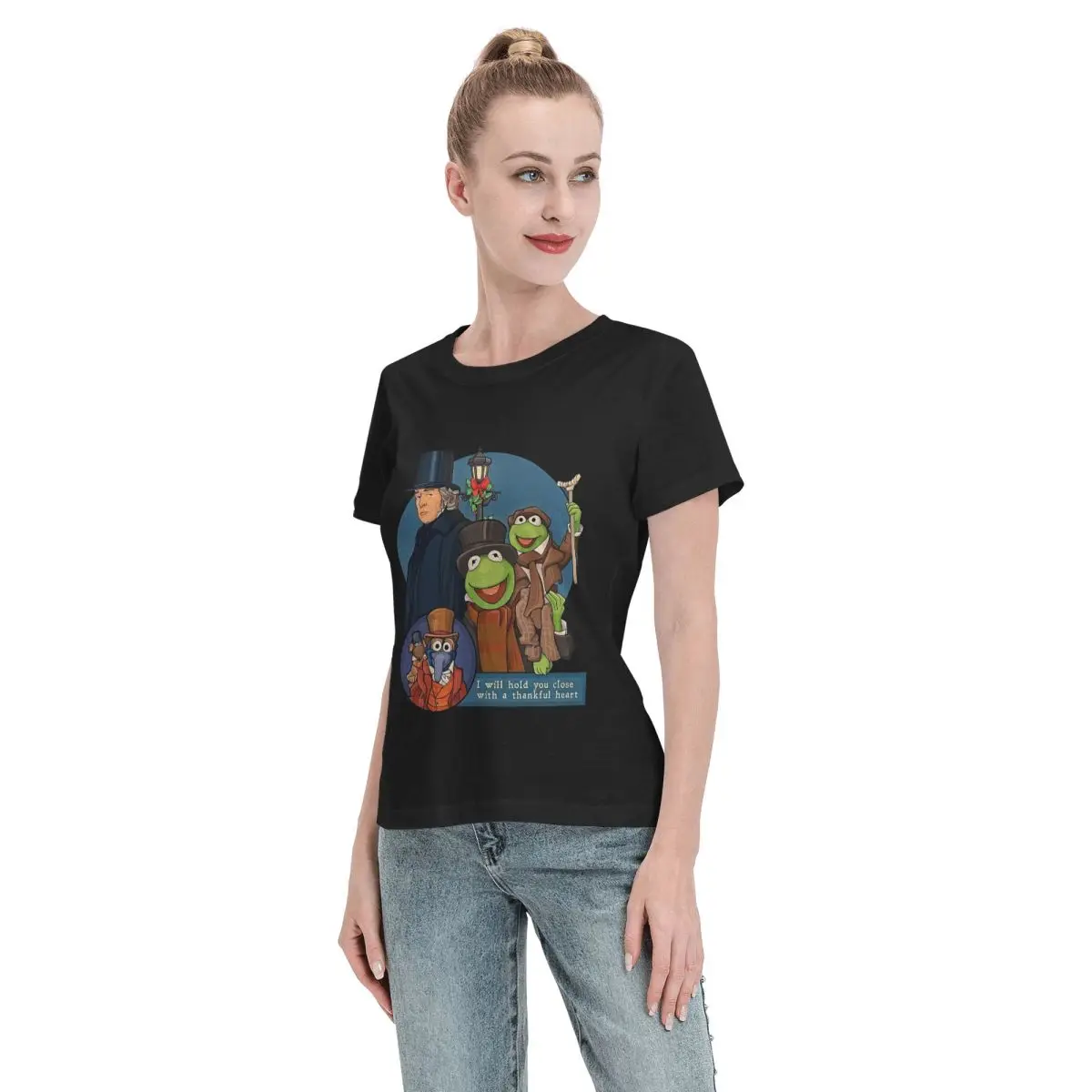 เสื้อยืดผู้หญิง I Will Hold You Close With A Thankful Heart Muppet Christmas Carol แขนสั้น ผ้าฝ้าย เสื้อยืด เสื้อผ้า ท็อปส์