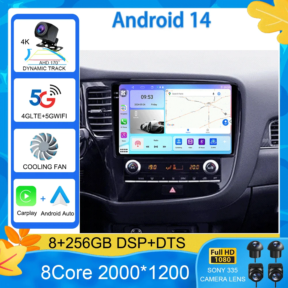 

Android 14 Car Radio For Mitsubishi Outlander 3 III GF0W GG0W 2018 - 2021 Multimedia Video Player Navigation stereo GPS