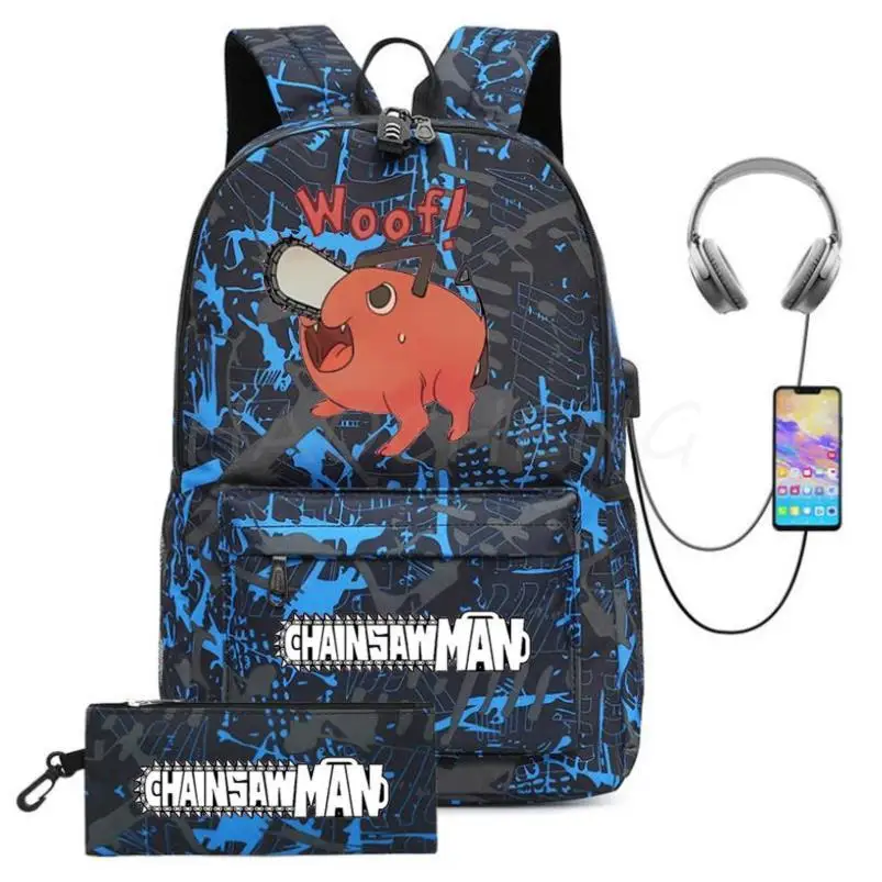 Backpack The Chainsaw Man 3D Printe Teens Shoulder Bags Women Men High School Students School Bags 3Pcs Sets Best Gift