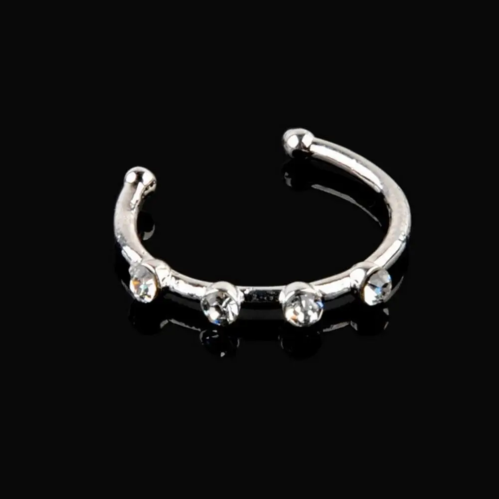 Nose Hoop for Women Adjustable Nostril Piercing Jewelry with Small Diamonds Gold Silver Color