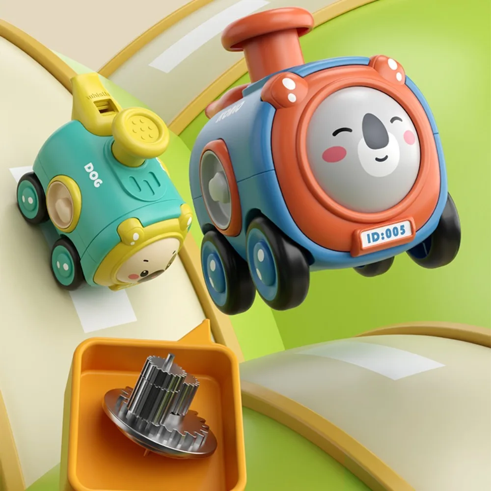 

Inertia Toy Car Press To Change Face Whistle Train Crash Resistant Cartoon Car Facial Expression Change Colorful
