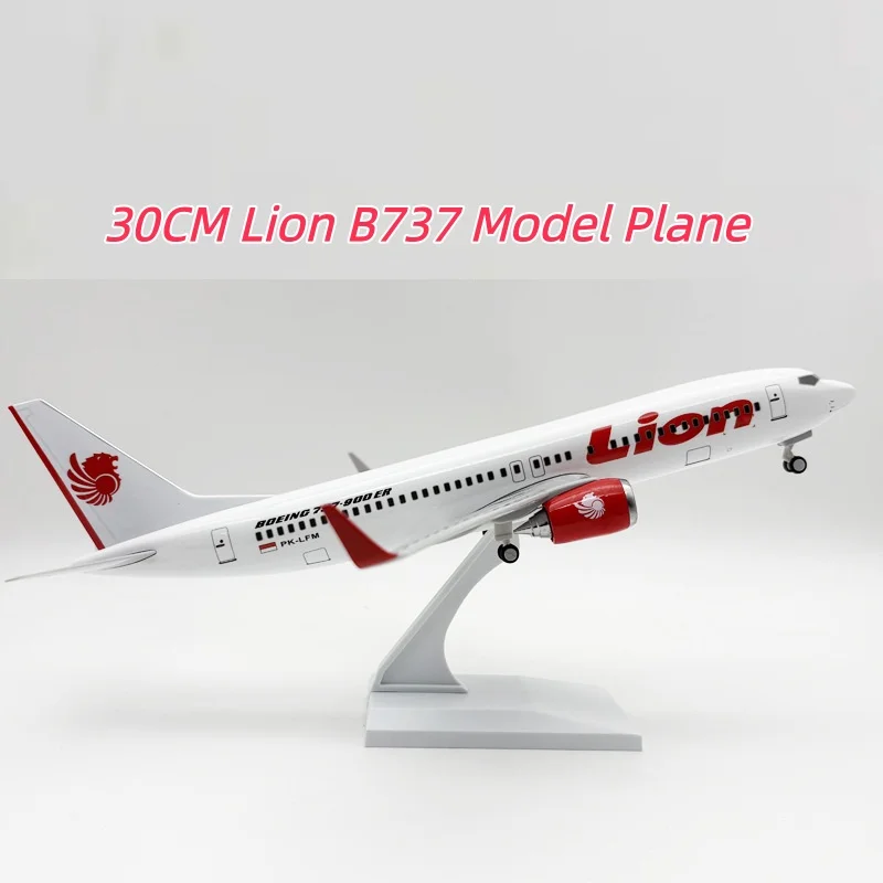 

737 модель льва, модель самолета, 30 см, модели самолетов из смолы с подставкой, имитация авиалайнера, детские игрушки, масштабный самолет, коллекционный самолет