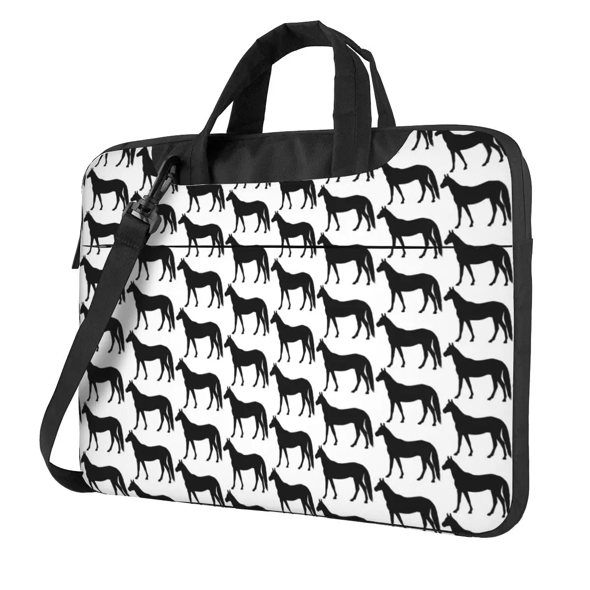 Horse Pattern Laptop Bag Animal Beautiful Black White Horses For Macbook Air Pro Acer Dell 13 14 15 Case Cute Shockproof Pouch