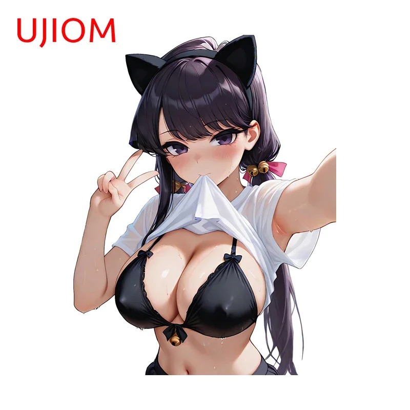 UJIOM Seductive Komi Cats Ear Girl Wall Sticker Fashion Big Breasts Picture Decal Waterproof Room Decoration Accessories