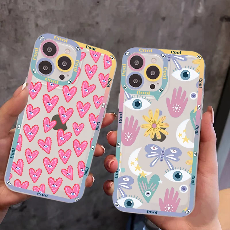 Funny Turkish Lucky Blue Evil Eye Phone Case for iPhone 11 12 13 Mini Pro Max 14 Pro Max Case shell