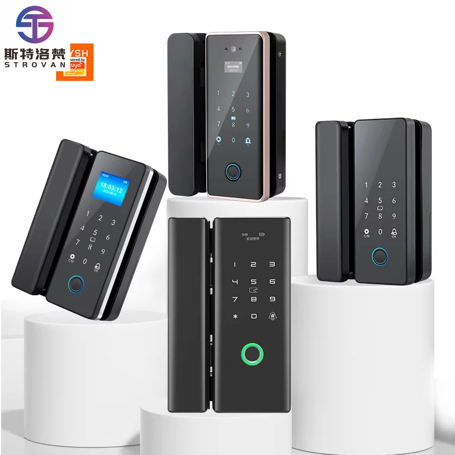 

STLF Tuya for Office Aluminum/Glass Door Lock Smart Fingerprint Card Password Remote Unlock High Security