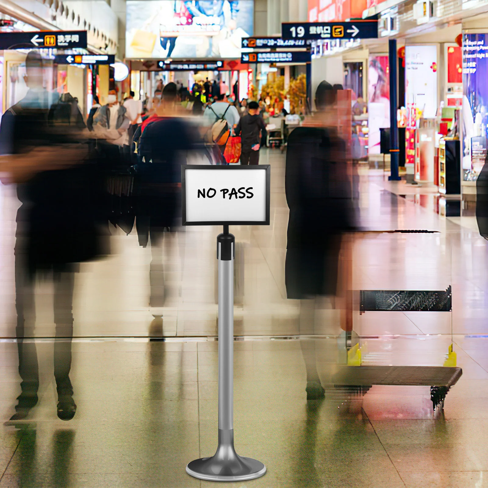 Railing Inserts Airport Stanchion Sign Holder for Safety Barriers A4 Crowd Control Retractable Belt Guardrail