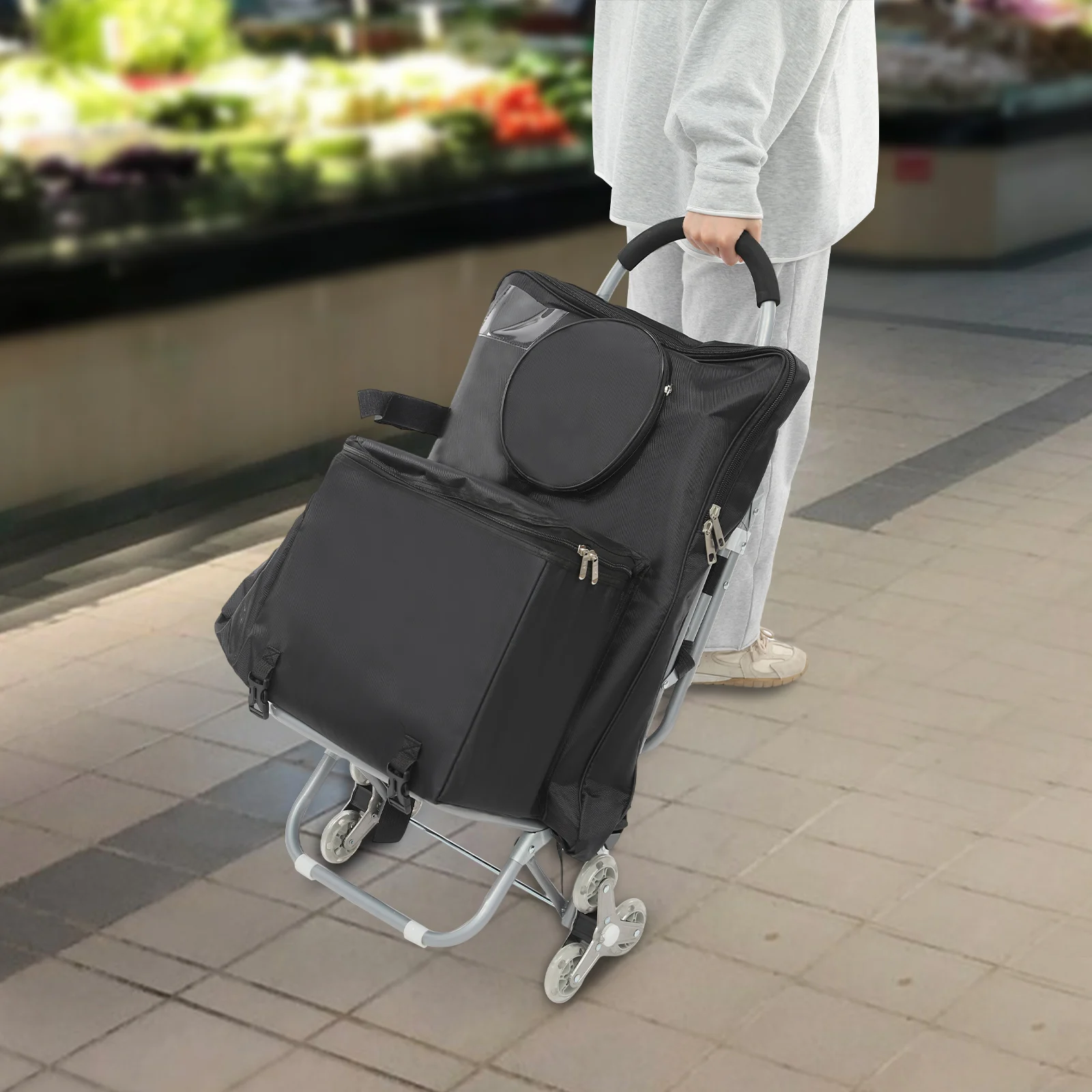 Black Art Cart Selected Steel+Sponge+Oxford Cloth - Rust-Resistant&Deformation-Proof Material, Ensures Beauty&Long-Term Use