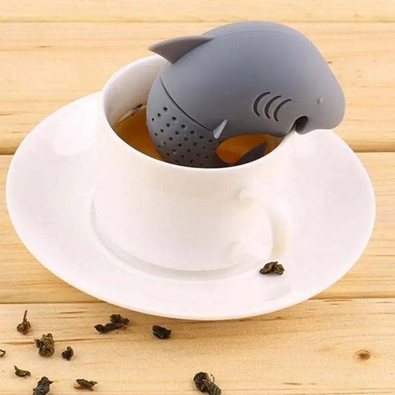 Cute Silicone Shark Tea Infuser Leaf Strainer Herbal Spices Filter Food Grade Loose Leaf Diffuser Teabags For Tea And Coffee