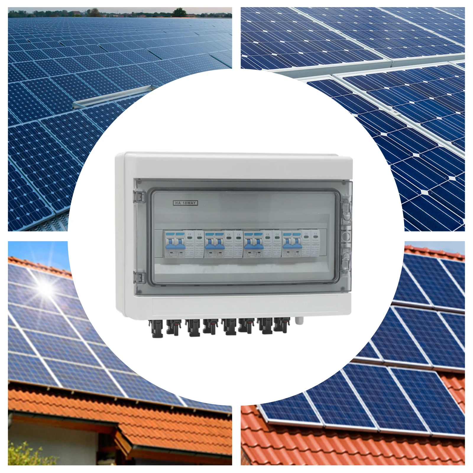 1000 V Solar DC PV Combiner Box 4 in 4 Out Isolator Switch Box mit 8 Anschlüssen IP65 wasserdicht, Überspannungsschutz 15 A/25 A – Detail 5