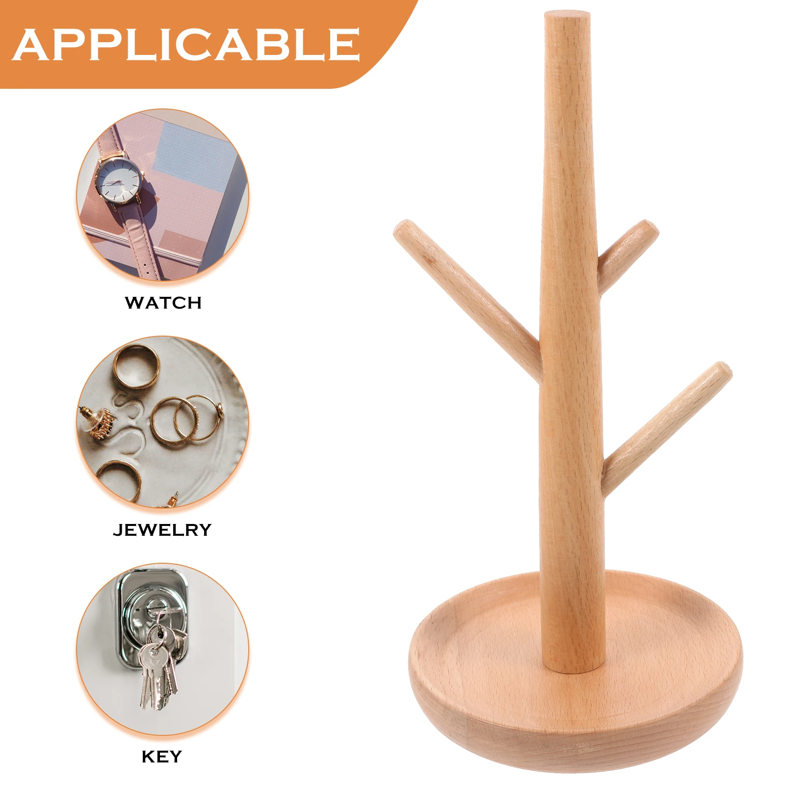 

Wooden Watch For Men Detachable Necklace Holder Organizer Storage Rack Elegant Jewelry Display Desk Stand Aesthetic Small