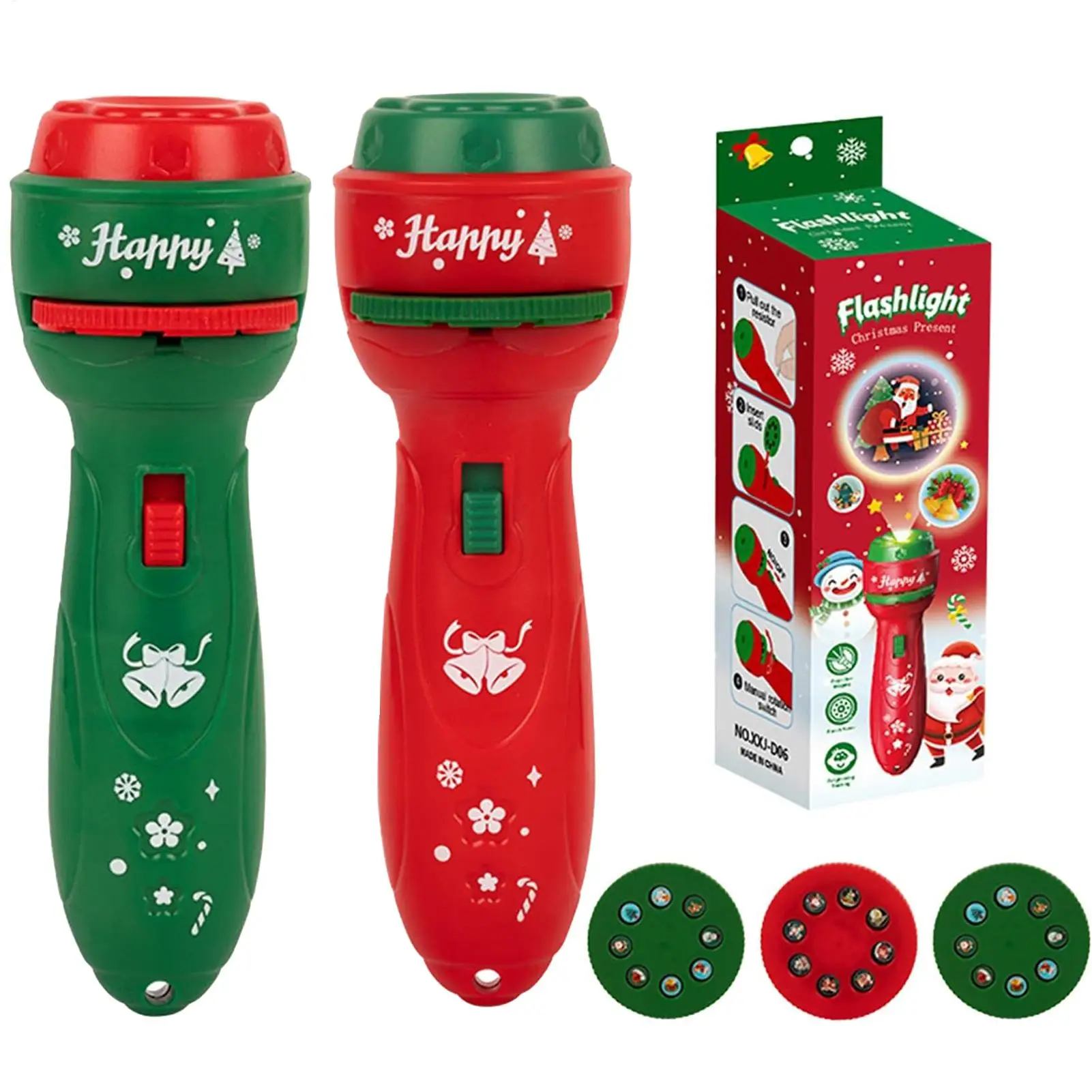 Kids Flashlight with 24 Patterns Projection Torch Bedtime Night Light Christmas Toy Flashlight for Bedtime Travel Kindergarten
