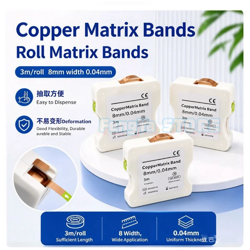 3m/Roll Dental Copper Matrix Band Not easy to Fall Off Copper Formed Sheet with Dispenser Easy to Extract Dentistry  Material