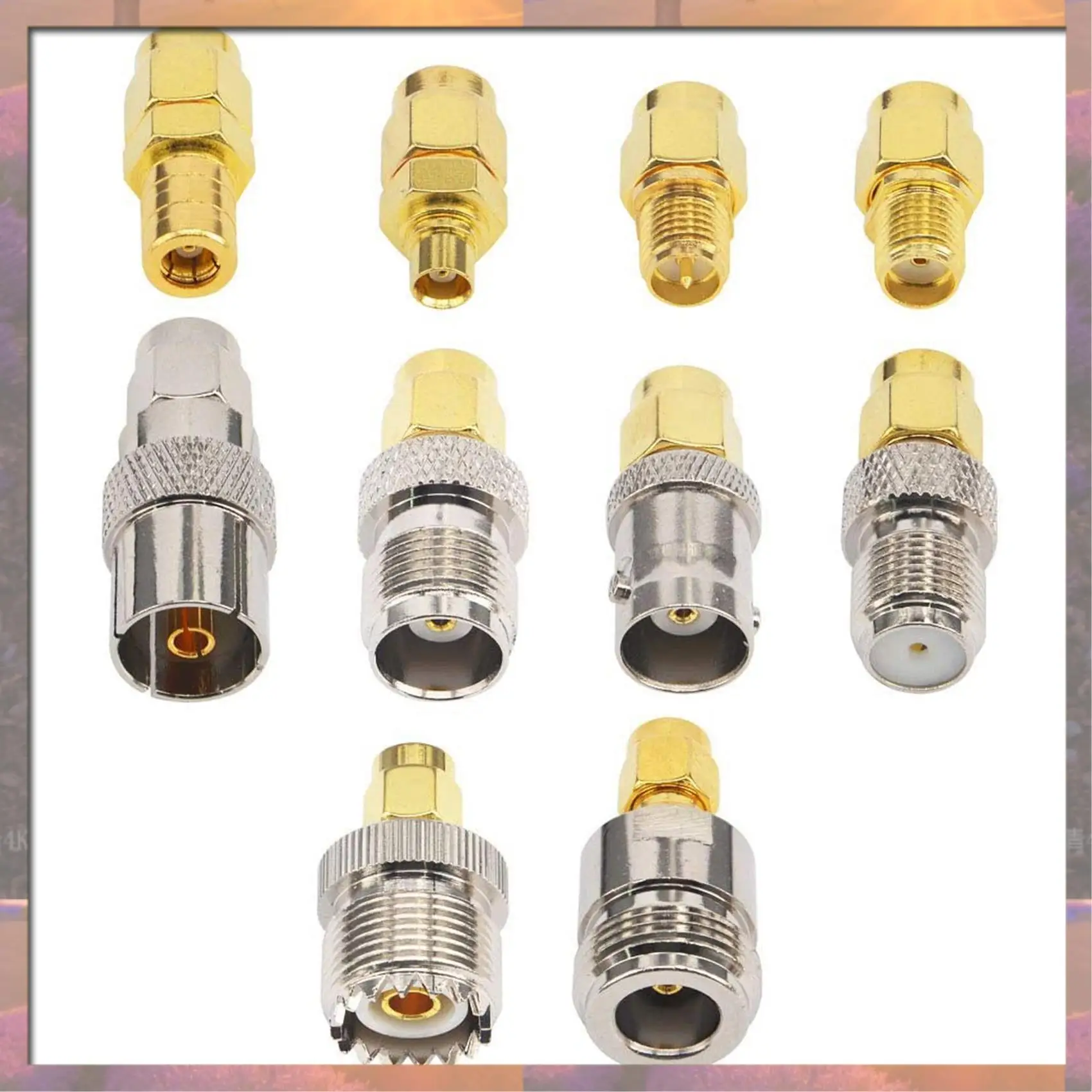 Top Sale 10 Type Set SMA Adapter Kits SMA Male To N/F/BNC/UHF/MCX/SMB/TV/TNC Female Straight Nickel Gold Plated Test Converter