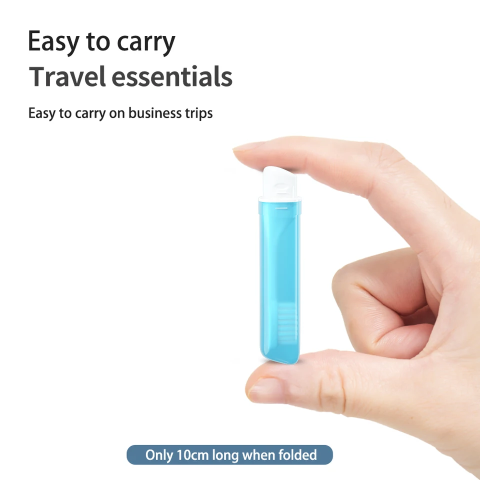 Mini Cepillo de Dientes de Viaje Plegable Portátil, Cepillo Dental Pequeño para Adultos en Colores Transparentes de Caramelo 2