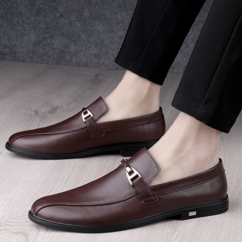 High Quality Comfy Genuine Leather Business Shoes Leather Loafers Mens Casual Shoes Luxury Brand Mens Office Formal Dress Shoes