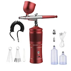 Kit De Compressor De Aerógrafo Recarregável, Pistola De Pulverizador De Escova De Ar, Oxigênio De Água, Máquina De Hidratação Profunda, Nail Art, Tatuagem, Maquiagem De Bolo