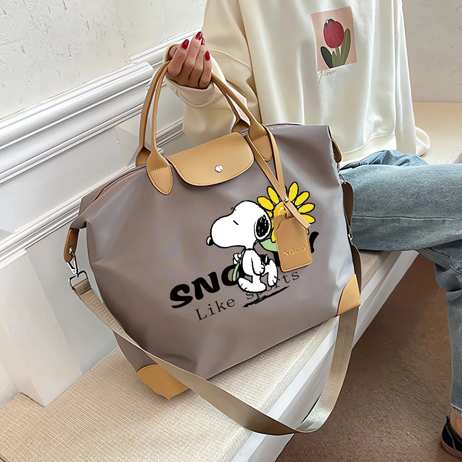 سنوبي حقيبة يد للنساء Kawaii الكرتون حقيبة كتف موضة Y2K سعة كبيرة حقيبة التخزين حقيبة كروسبودي أنيمي سيدة محفظة هدية #1